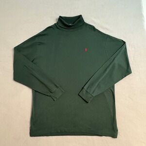 Vintage Polo Ralph Lauren XXL Mens Long Sleeve Green Turtleneck Cotton Top